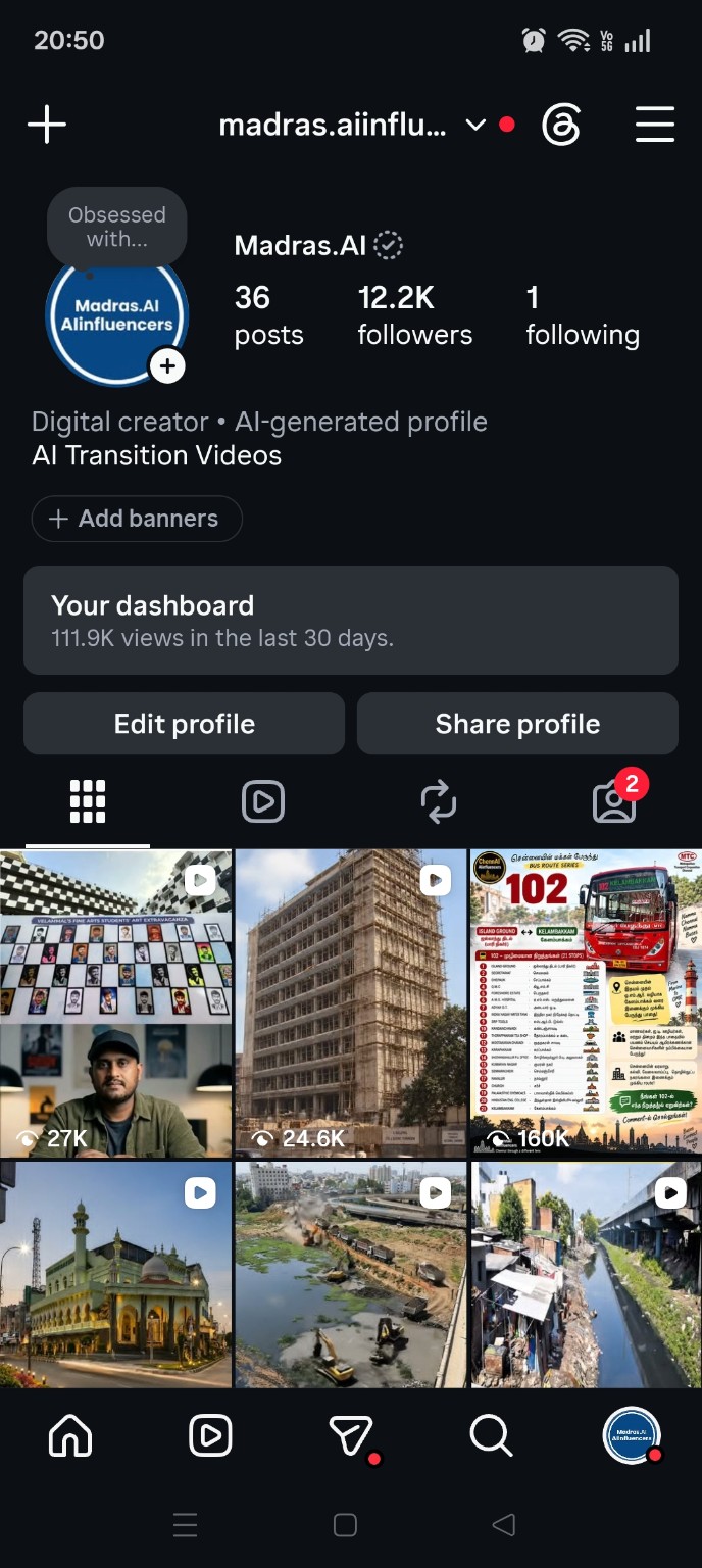 Actual Madras.AI Instagram profile screenshot