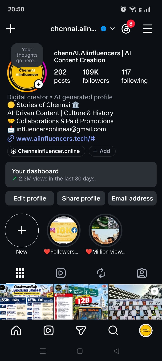 Actual Chennai.AIinfluencers Instagram profile screenshot